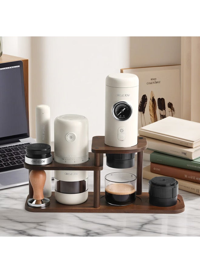 CircleJoy Circle Joy Portable Coffee Machine For Car Camping, Handheld Italian Espresso Semi-automatic High-pressure Electric Grinder With Wooden Stand Set - Image 3