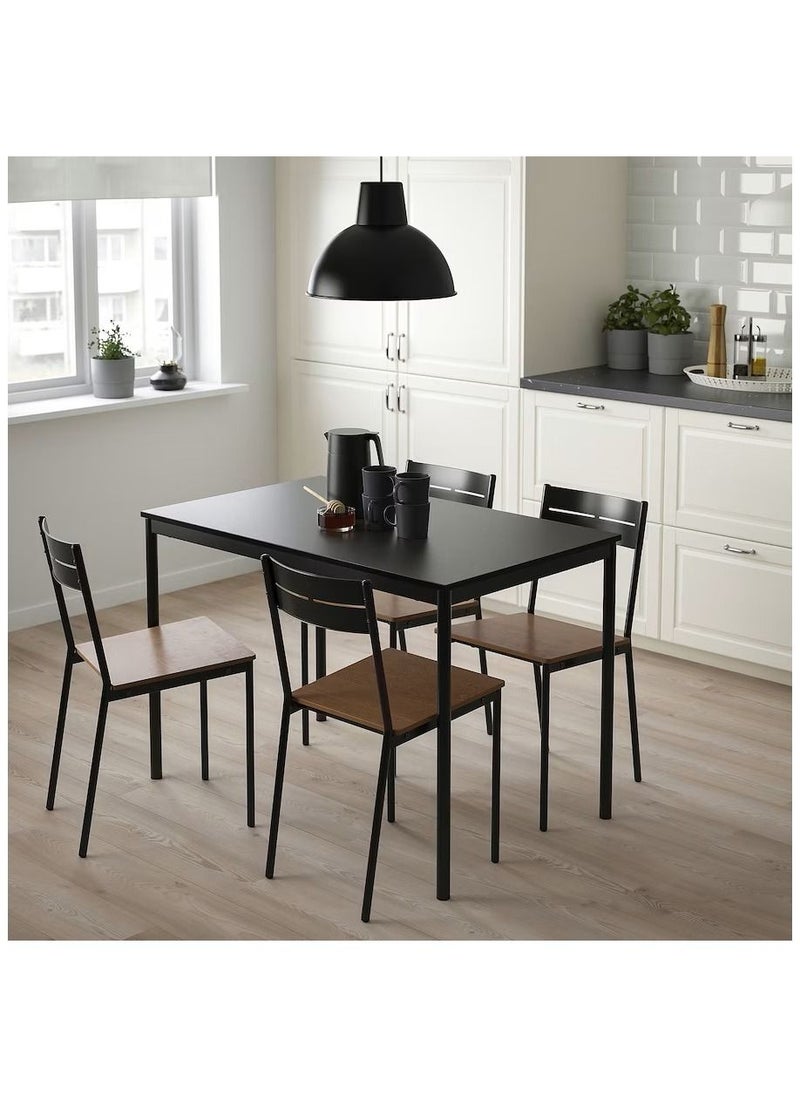 WK - Dining Table and 4 Chairs for Home and Restaurants Black Brown 110x67cm - Image 1