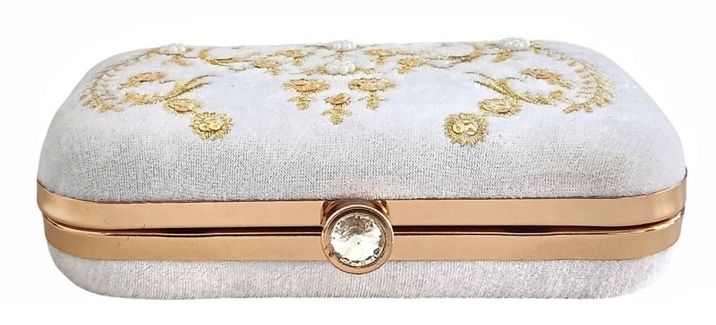 DUCHESS Women's Box Clutch with Pearl Handle-Bridal Ethnic Traditional Casual Purse/Clutch/Handbag (4 x 7 x 2 inch) - Image 5