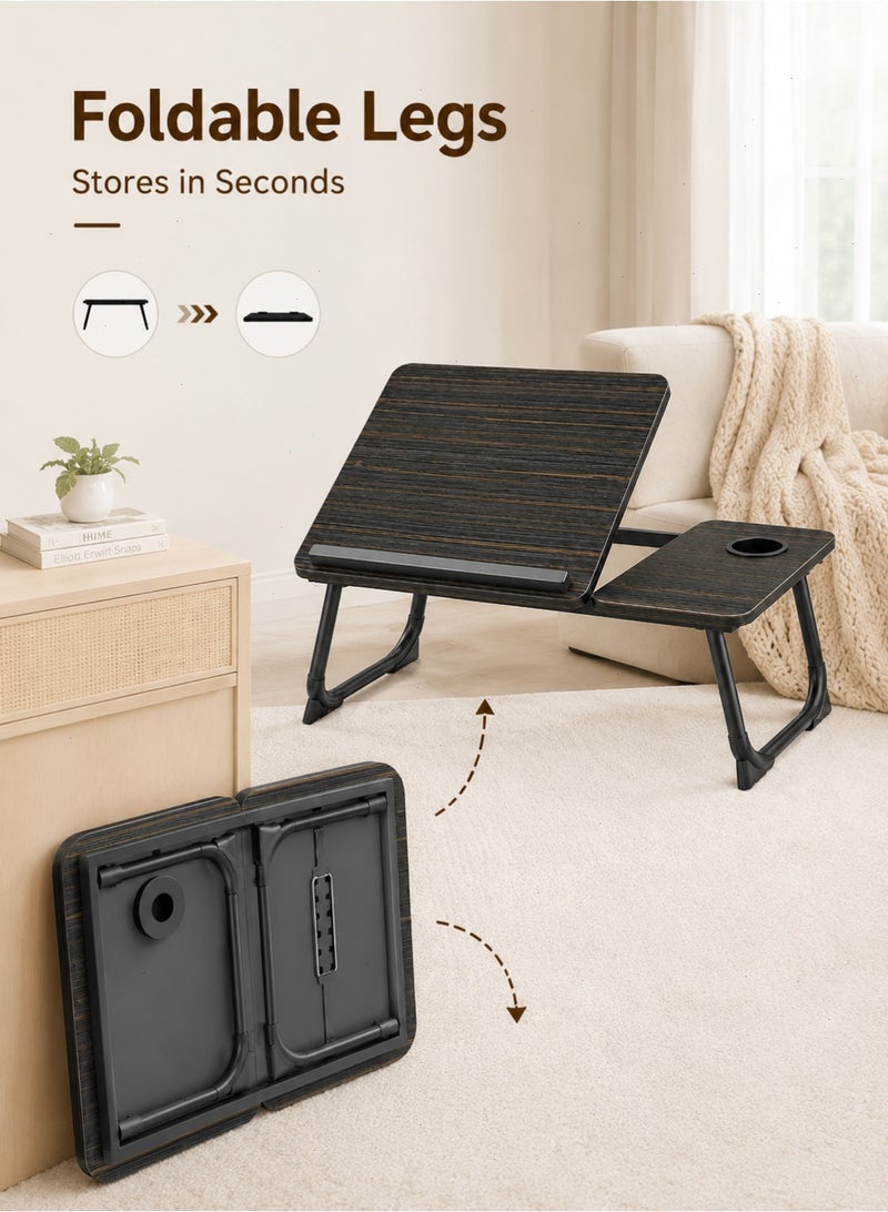 Yoawllty Laptop Bed Desk, Foldable Portable Lap Tray, Height & Tilt Adjustable, With Cup Holder, For Study, Work and Dining on Sofa - Image 5
