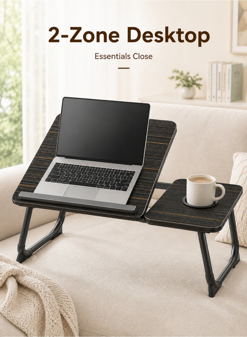 Yoawllty Laptop Bed Desk, Foldable Portable Lap Tray, Height & Tilt Adjustable, With Cup Holder, For Study, Work and Dining on Sofa - Image 1