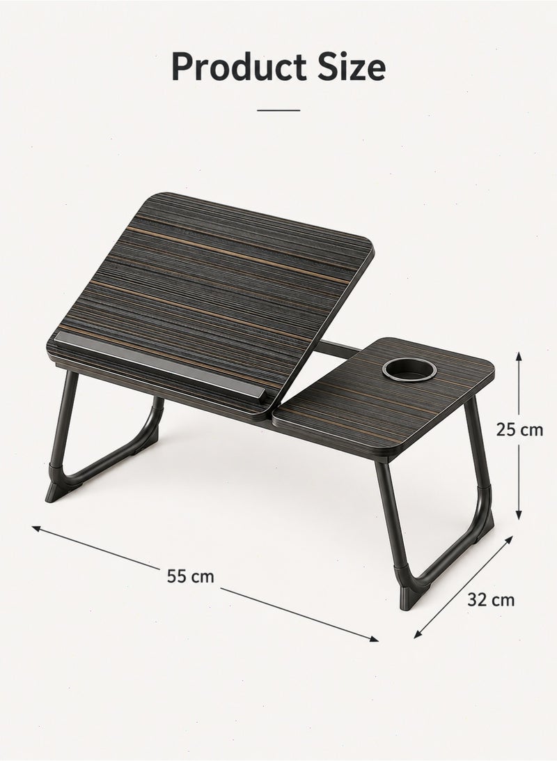 Yoawllty Laptop Bed Desk, Foldable Portable Lap Tray, Height & Tilt Adjustable, With Cup Holder, For Study, Work and Dining on Sofa - Image 2