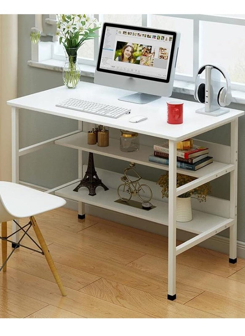 Arabest Office Desks,Computer Table Games Tables with Bookshelf, Spacious Computer Desk with Monitor Stand, White 120 x 45 x 73cm  - Image 3