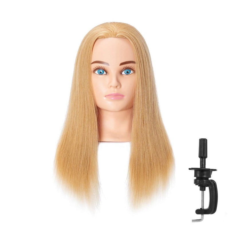 Hairingrid Hairingrid Mannequin Head 2022 100 Human Hair Hairdresser Cosmetology Mannequin Manikin Training Head Hair and Free Clamp Holder 