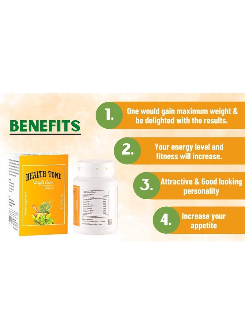 Health Tone Weight Gain Formula | Herbal Supplement for Healthy Weight Gain - 90 Capsules - Image 4