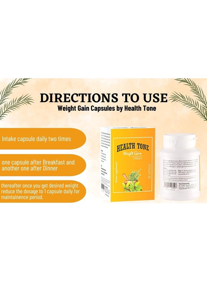 Health Tone Weight Gain Formula | Herbal Supplement for Healthy Weight Gain - 90 Capsules - Image 5