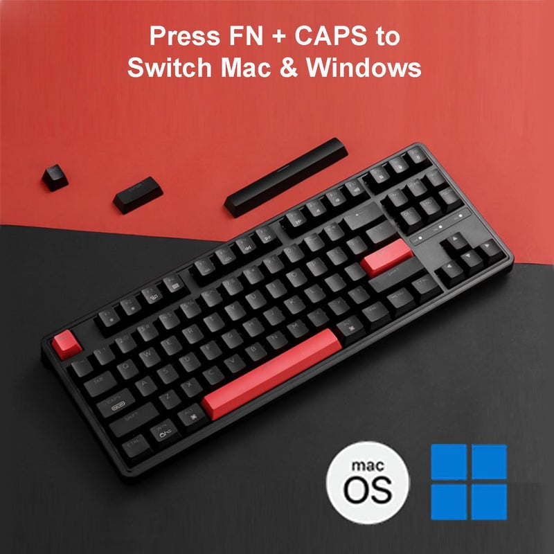 Keychron C3 Pro QMK/VIA Custom Gaming Keyboard, Programmable 87 Keys Compact TKL Layout Gasket Mount, Red LED Backlight Wired Mechanical Keyboard with Brown Switches for Mac/Windows/Linux - Image 5
