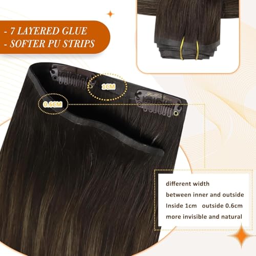 Full Shine Brown Balayage Hair Extension Clip ins Short Clip in Hair Extensions 12 Inch Dark Brown to Light Brown with Blonde Remy Hair for Daily Wear 8 Pcs 95g - Image 5
