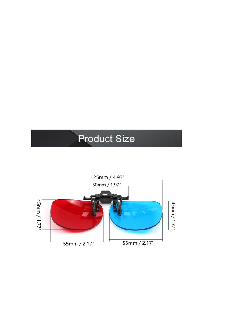 Captaintech Clipon Glasses RedBlue Anaglyph 3D No Frame Resin Lens Myopia Clip 3 Sets Simple Style 3D Movie Game 2PCS - Image 2