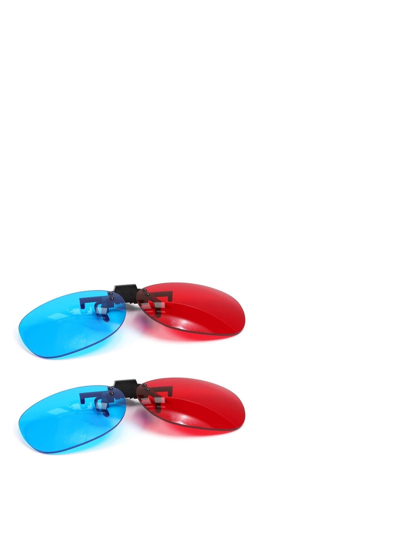 Captaintech Clipon Glasses RedBlue Anaglyph 3D No Frame Resin Lens Myopia Clip 3 Sets Simple Style 3D Movie Game 2PCS - Image 4