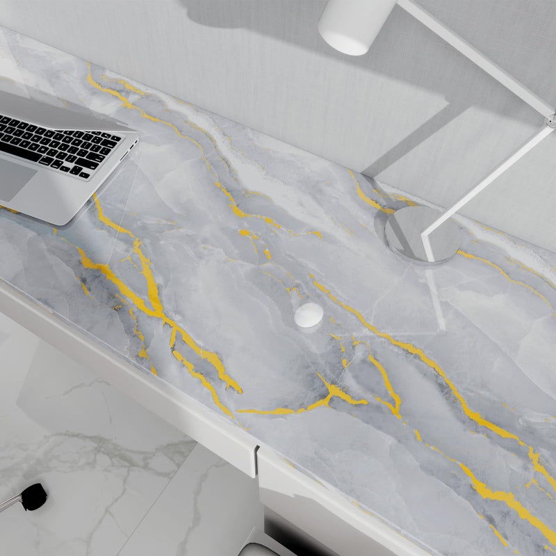 Biyoee White Gold Marble Contact Paper for Countertops 15.7" X 78"Glossy Peel and Stick Wallpaper Waterproof Self-Adhesive Removable Wall Paper for Kitchen Cabinets Bathroom Furniture Refurbishment - Image 5