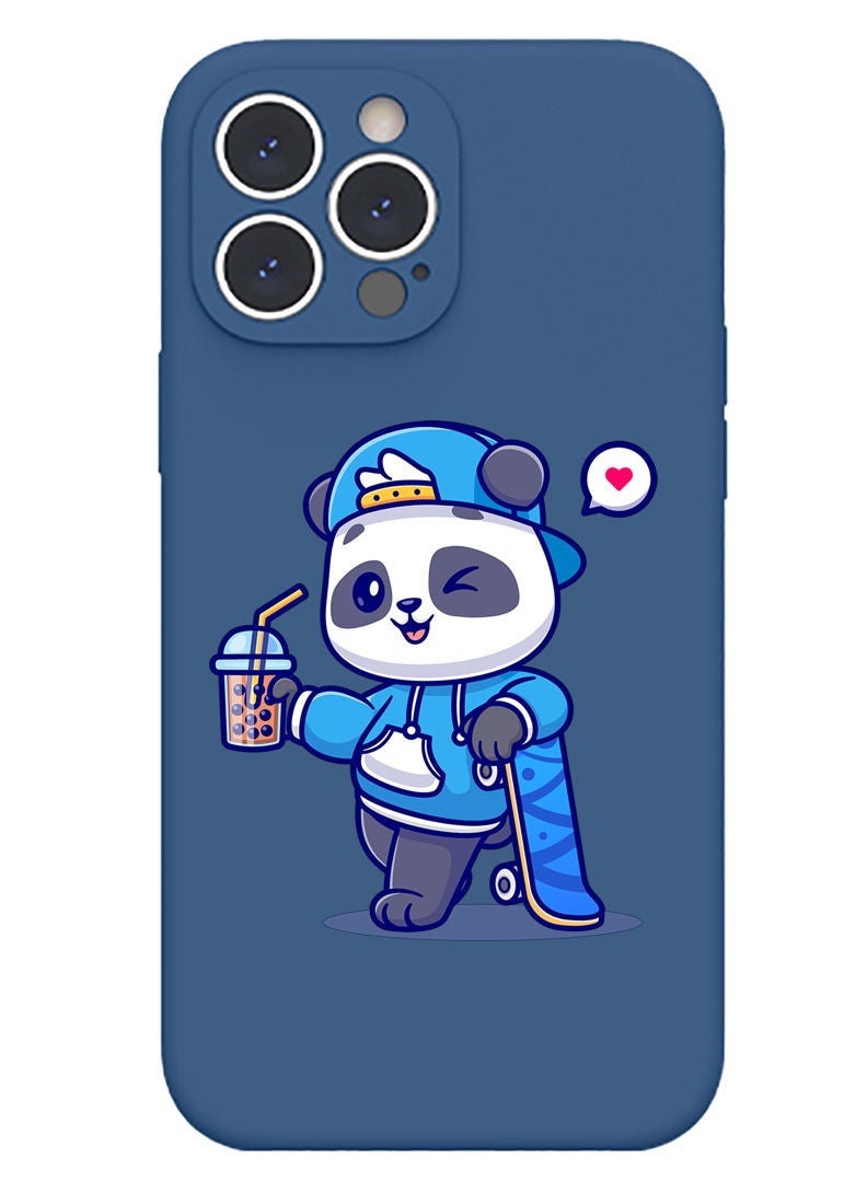 Theodor Protective Slim Fit Case Liquid Silicone Cover with Full Body Protection Anti-Scratch Shockproof Case For iPhone 13 Pro Blue  - Panda skull copy - Image 1