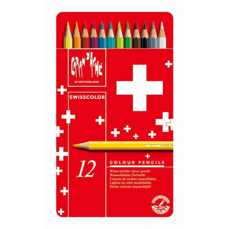 Caran d'Ache CREATIVE ART MATERIALS Swisscolor Pencils Metal Box, Set of 12 (1285.712) - Image 5