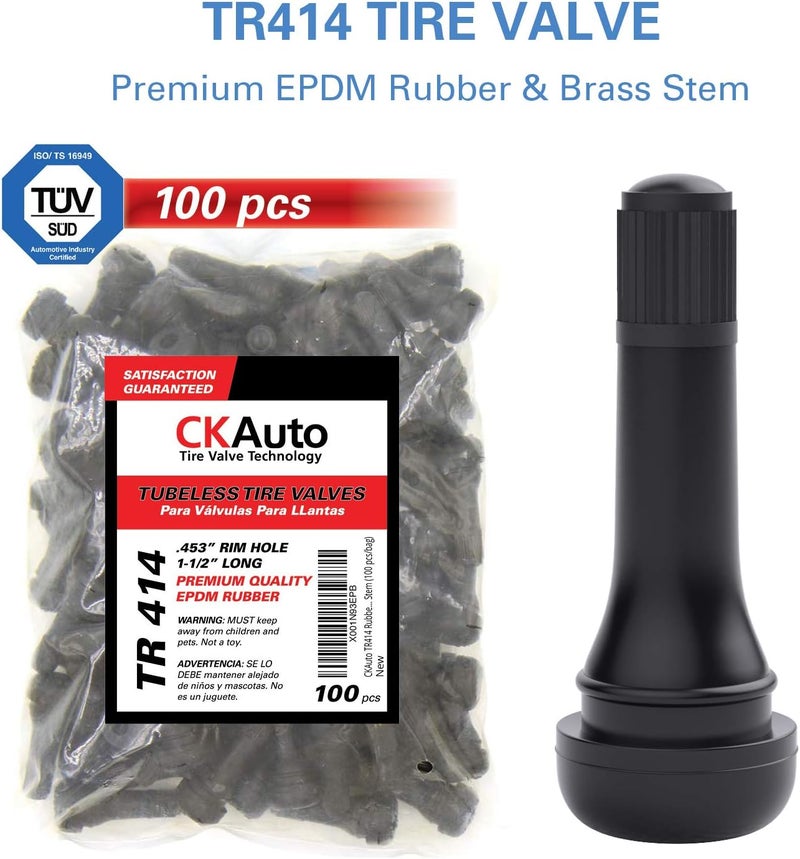 CKAuto TR414 Rubber Snap-in Tire Valve Stem - 100 pcs/bag - Image 3