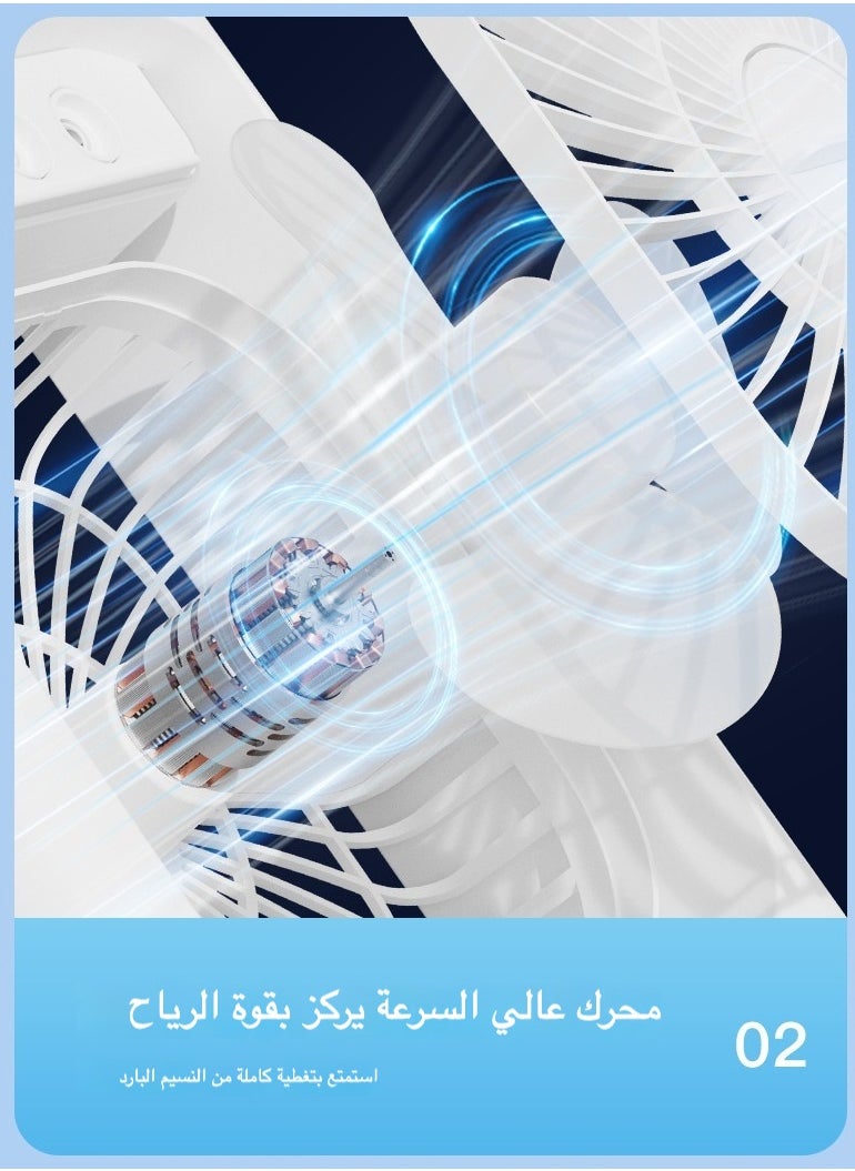 مبرد هواء محمول مع إضاءة LED - ٣ سرعات هواء و٣ وضعيات رذاذ، مؤقت ١/٢/٣ ساعات، مروحة تبريد لطيفة للمكتب والغرف