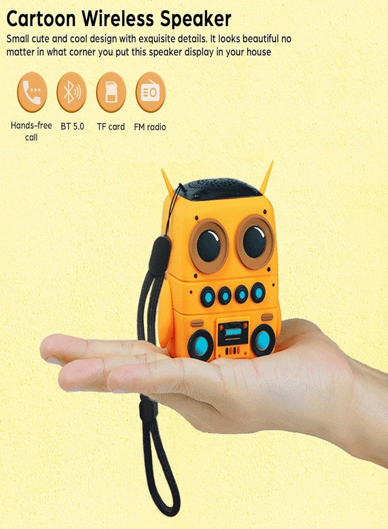 Cartoon Mini Bluetooth Speaker, Small Bluetooth 5.0 Speaker IP65 Wireless Bluetooth Mini Speaker Cute Robot Portable Wireless Speaker Miniature Wireless Robot Speaker for Home Camping Beach Outdoor - Image 3