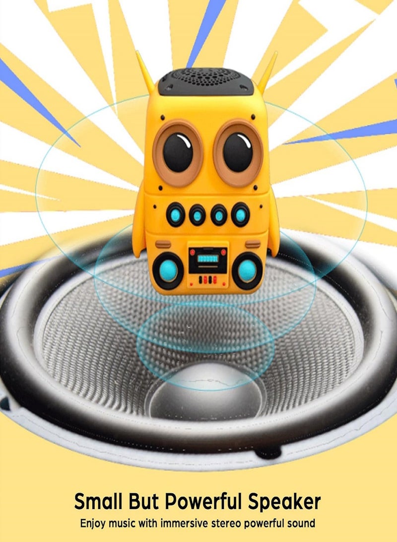 Cartoon Mini Bluetooth Speaker, Small Bluetooth 5.0 Speaker IP65 Wireless Bluetooth Mini Speaker Cute Robot Portable Wireless Speaker Miniature Wireless Robot Speaker for Home Camping Beach Outdoor - Image 4