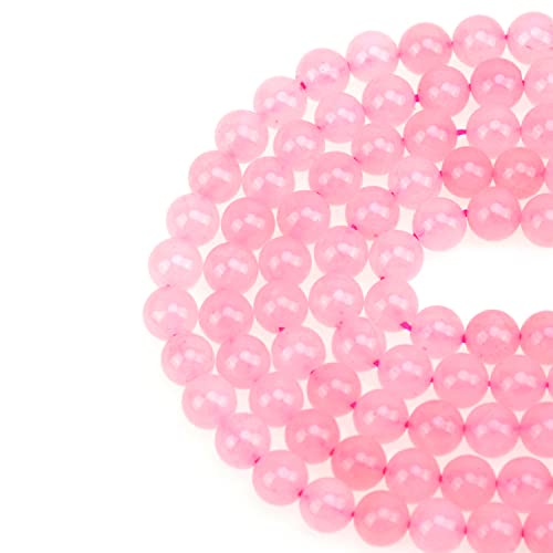 LPBeads 100PCS 8mm Natural Rose Quartz Beads Gemstone Round Loose Beads for Jewelry Making with Pink Stretch Cord