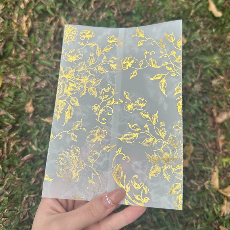 Puremigo 50 Pack Pre-Folded Vellum Jackets for 5x7 Invitations - Gold Foil - 115GSM Vellum Paper 5x7 Jackets - Vellum Wedding Invitations Wraps - Transparent Wedding Invitations Jacket - Image 1