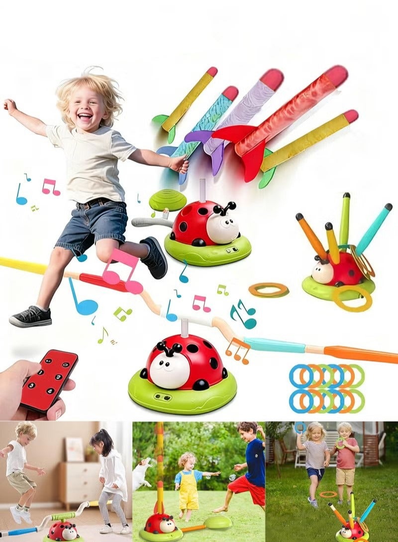 Realfrog 3 in 1 Musical Jump, Toss Ring Game Toy and Stomping Launch Rocket Launcher for Kids Outdoor Toys with Remote Control, Indoor Outside Toys for Kids Ages 3-8 Toys for Ages 5-7 8-13 Kids Gifts - Image 1