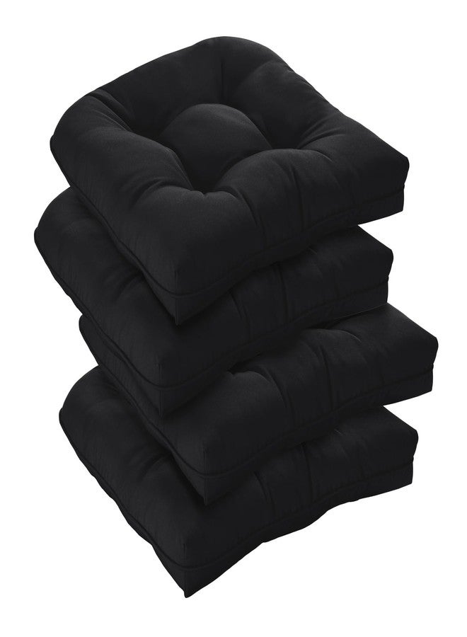downluxe Outdoor Chair Cushions Set of 4 for Patio Furniture, Waterproof Tufted Overstuffed Patio Furniture Cushions, Thick Outdoor Seat Cushion, 19" X 19" X 5", Black New - Image 1