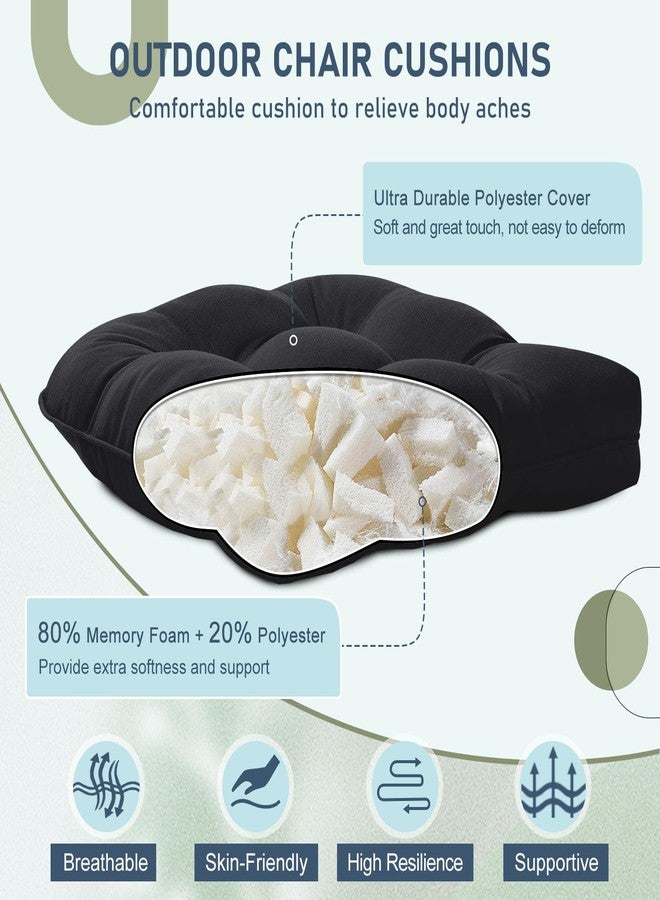 downluxe Outdoor Chair Cushions Set of 4 for Patio Furniture, Waterproof Tufted Overstuffed Patio Furniture Cushions, Thick Outdoor Seat Cushion, 19" X 19" X 5", Black New - Image 2