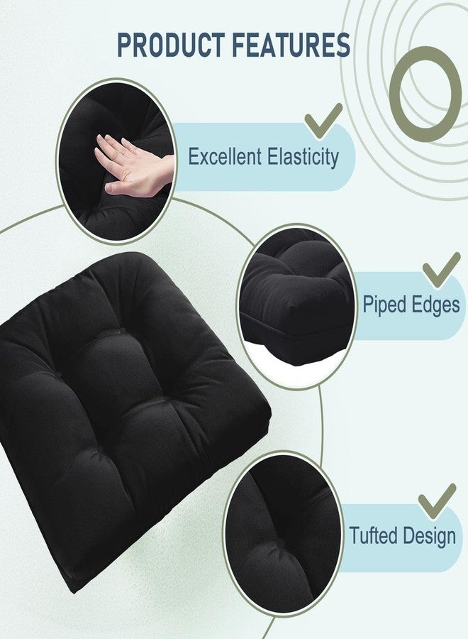 downluxe Outdoor Chair Cushions Set of 4 for Patio Furniture, Waterproof Tufted Overstuffed Patio Furniture Cushions, Thick Outdoor Seat Cushion, 19" X 19" X 5", Black New - Image 4
