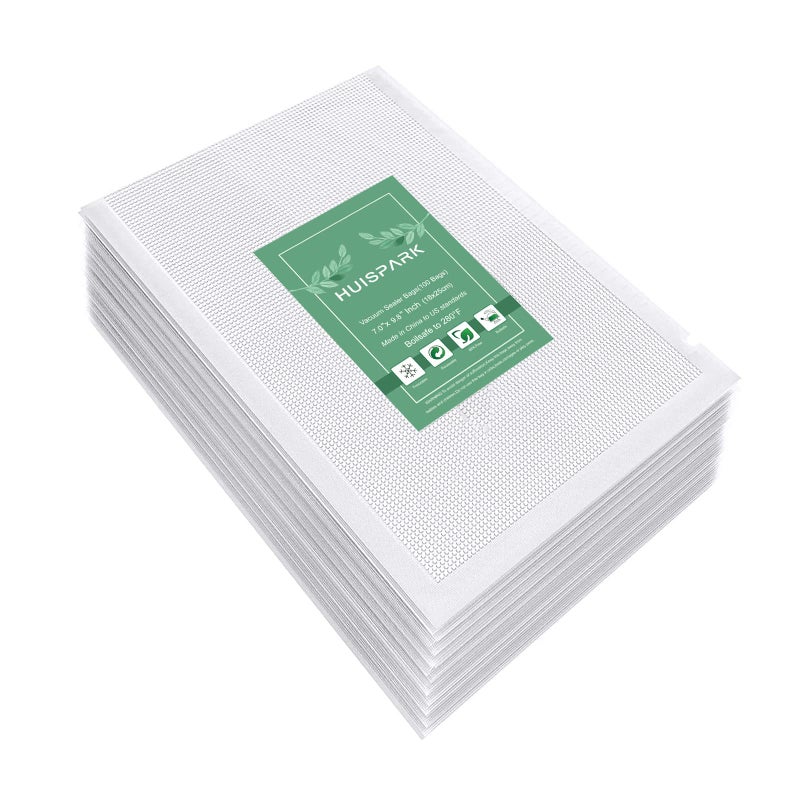 7 x 98 Vacuum Sealer BagsHeavy Duty PreCut Design Commercial Grade Food Sealable Bag for Heat Seal Food StorageSmell Proof Bags Boilsafe to 280F Freezable ResizableReuseable 100Pcs
