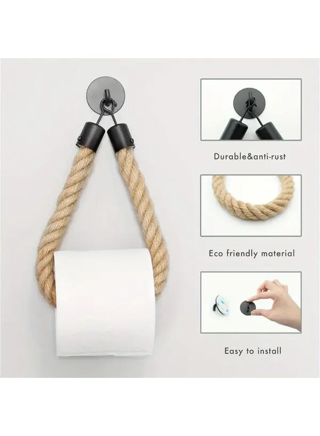 2Pcs Twine Toilet Paper Holder Self Adhesive No Drill Wall Mounted Bathroom Organizer - Image 2