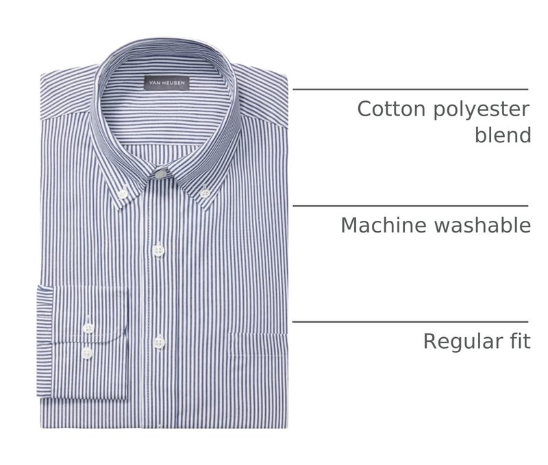 Van Heusen mens Regular Fit Pinpoint Stripe Dress Shirt, Ocean, 15.5 Neck 34 -35 Sleeve Medium US - Image 4