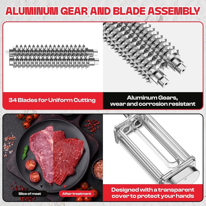 Cofun Manual Meat Tenderizer Tool, Meat Tenderizer Machine with Stainless Steel Gear, Steak Flatten Cuber Rolling Meat Poultry Tenderizer, Meat Tenderizer Kitchen Tool - Image 3