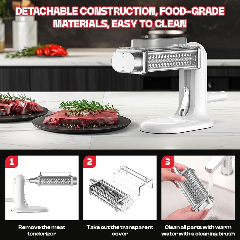 Cofun Manual Meat Tenderizer Tool, Meat Tenderizer Machine with Stainless Steel Gear, Steak Flatten Cuber Rolling Meat Poultry Tenderizer, Meat Tenderizer Kitchen Tool - Image 4