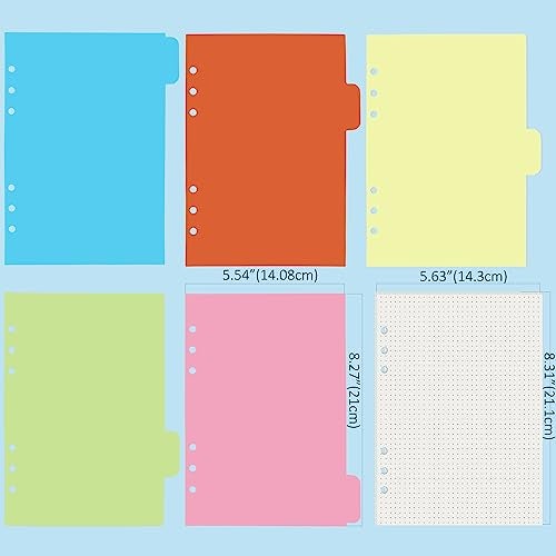 Harphia A5 6 Holes Binder Refill Value Set, 90 Sheets Dotted Planner Insert, 5 Sheets Binder Divider Paper, Today Bookmark Ruler With Inch Scale, Translucent Zippered Bag, Pvc Card Bag, 160Pcs Colorful Index - Image 4