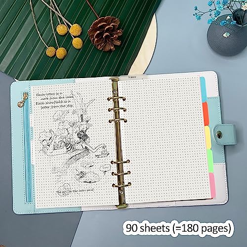 Harphia A5 6 Holes Binder Refill Value Set, 90 Sheets Dotted Planner Insert, 5 Sheets Binder Divider Paper, Today Bookmark Ruler With Inch Scale, Translucent Zippered Bag, Pvc Card Bag, 160Pcs Colorful Index - Image 5