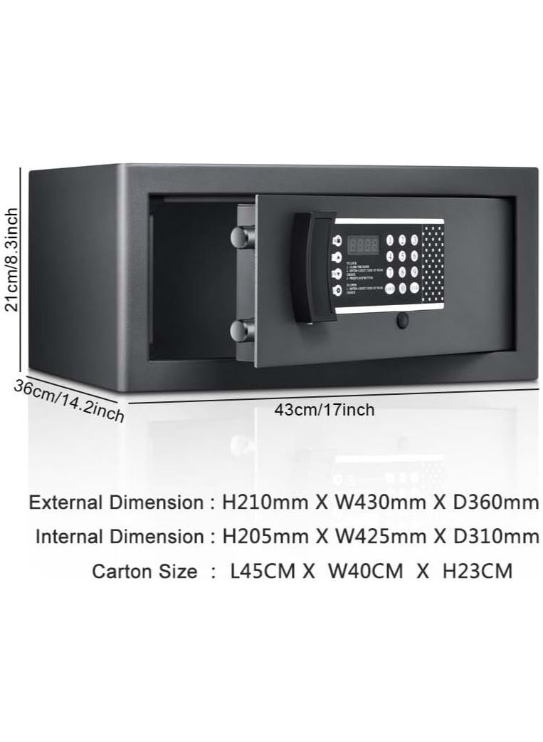 AUTOYSUR خزنة الأمان - صندوق قفل فولاذي إلكتروني آمن رقمي مع لوحة مفاتيح لحماية الأموال والمجوهرات وجوازات السفر للمنزل أو العمل أو السفر باللون الأسود - Image 2