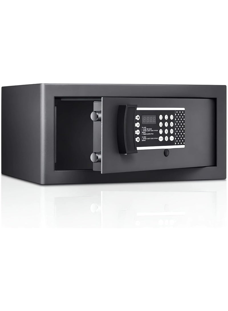 AUTOYSUR خزنة الأمان - صندوق قفل فولاذي إلكتروني آمن رقمي مع لوحة مفاتيح لحماية الأموال والمجوهرات وجوازات السفر للمنزل أو العمل أو السفر باللون الأسود - Image 1