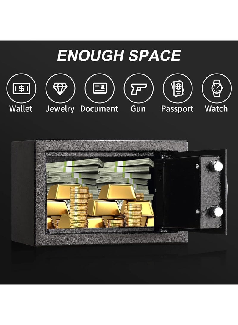 AUTOYSUR خزنة الأمان - صندوق قفل فولاذي إلكتروني آمن رقمي مع لوحة مفاتيح لحماية الأموال والمجوهرات وجوازات السفر للمنزل أو العمل أو السفر باللون الأسود - Image 5