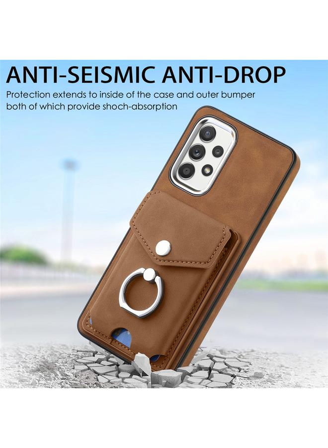 إيروريكس جراب لهاتف Samsung Galaxy A53 5G مصنوع من الجلد المطلي بالكهرباء مع حلقة للبطاقات ومحفظة هاتف - Image 2