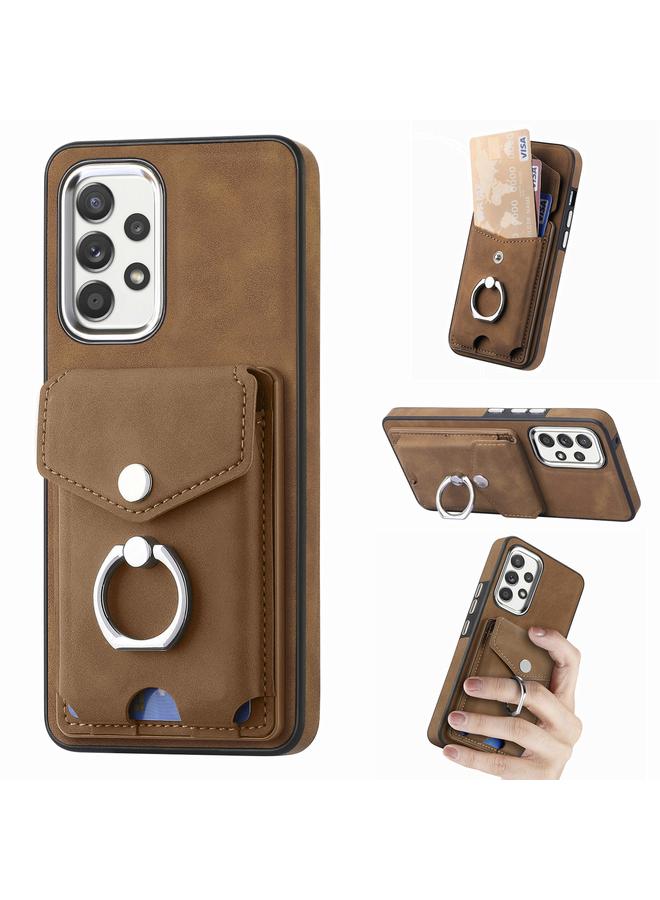 إيروريكس جراب لهاتف Samsung Galaxy A53 5G مصنوع من الجلد المطلي بالكهرباء مع حلقة للبطاقات ومحفظة هاتف - Image 1