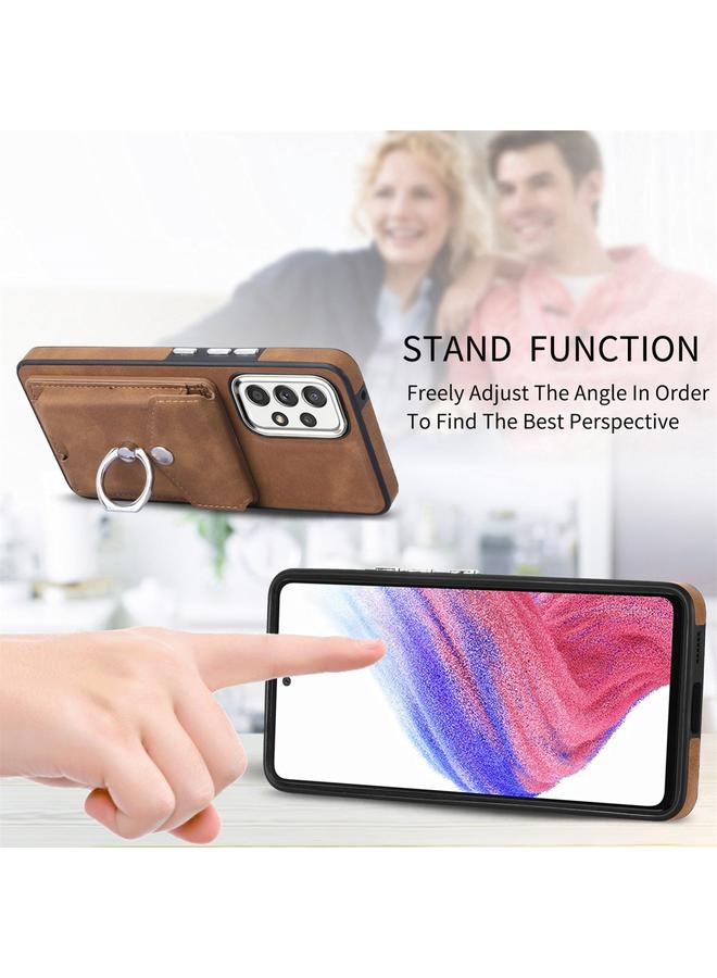 إيروريكس جراب لهاتف Samsung Galaxy A53 5G مصنوع من الجلد المطلي بالكهرباء مع حلقة للبطاقات ومحفظة هاتف - Image 4