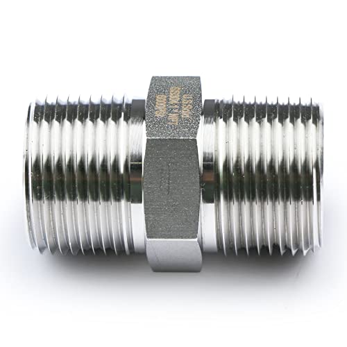 U.S. Solid 304 Stainless Steel Hex Nipple, 6000 psi High Pressure Heavy Duty Pipe Fitting, 1" x 1" NPT Male Thread Pipe Adapter(1 pc) - Image 5