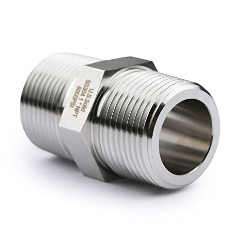 U.S. Solid 304 Stainless Steel Hex Nipple, 6000 psi High Pressure Heavy Duty Pipe Fitting, 1" x 1" NPT Male Thread Pipe Adapter(1 pc) - Image 4