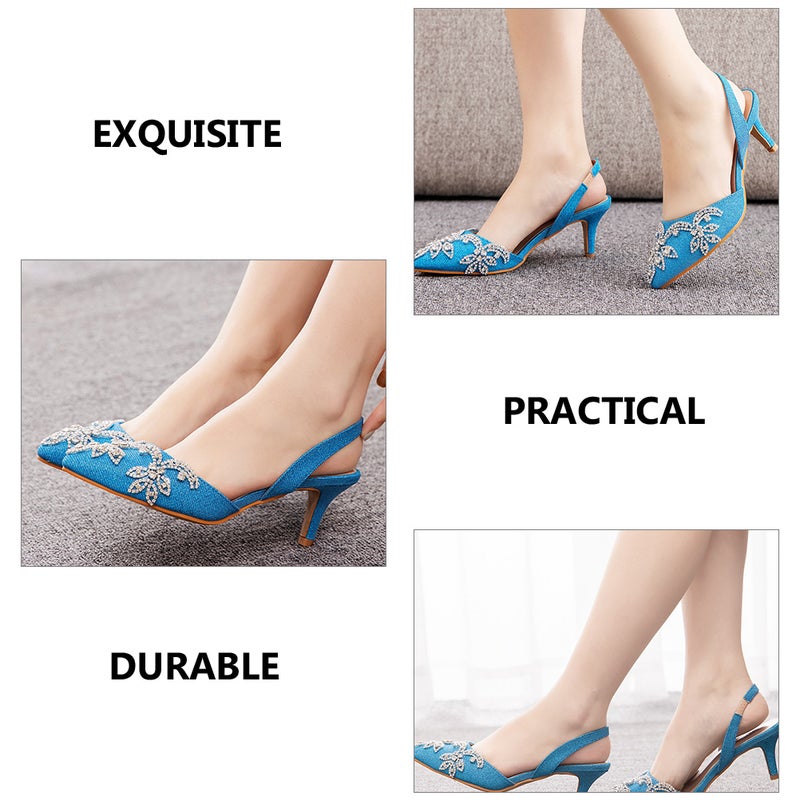 1 Pair Heeled Sandals Women Shoes Crystals High Heels for Wedding Prom Banquet Party - Image 5