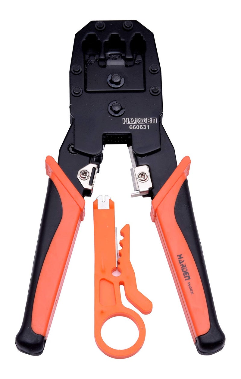 Harden 190mm Crimping Tool – 4P/6P/8P, RJ-11/RJ-12/RJ-45, For Lan Network and Telephone Cable - 660631 - Image 1