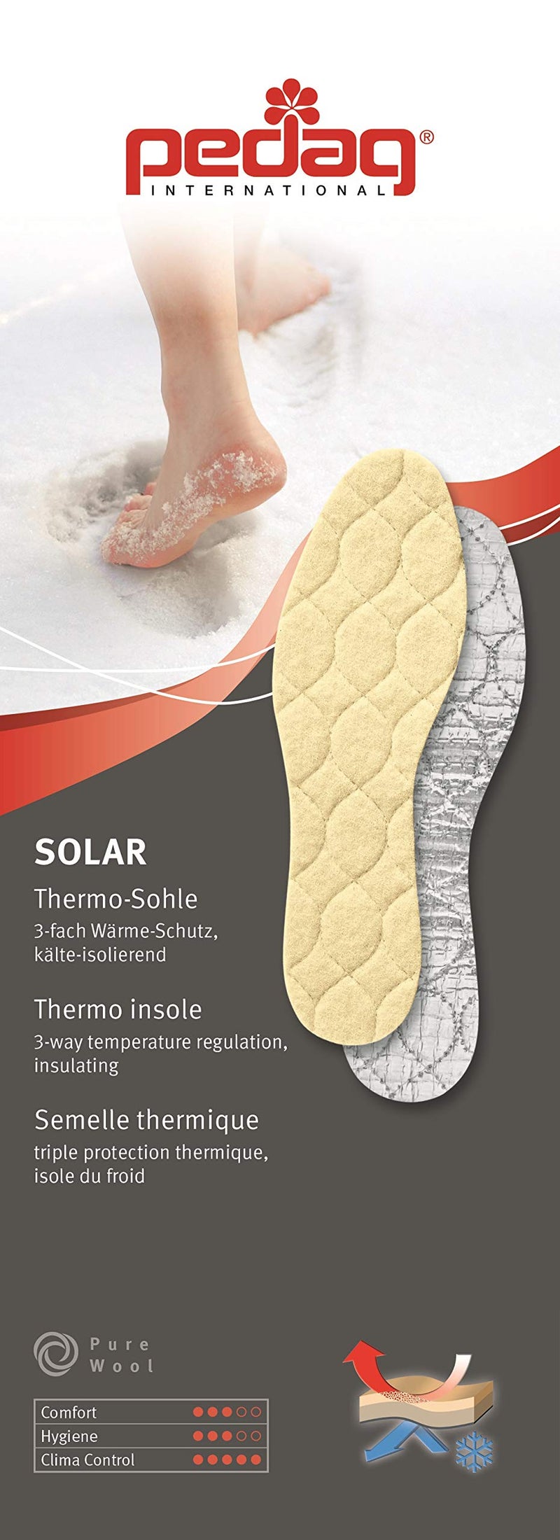 pedag Solar Insulating Insoles, Made in German, Quilted Wool Top, Foam Insulating Layer, Thermic Reflective Aluminum Sole, Keep Warm and Dry, US 6 / EU 36 - Image 2