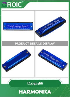 GROIC Harmonica, C Key Blues Harmonica for Beginners and Adults, 10 Holes Mouth Organ Blues Harp Diatonic Harmonica,Children Musical Instrument(Blue)  - Image 4