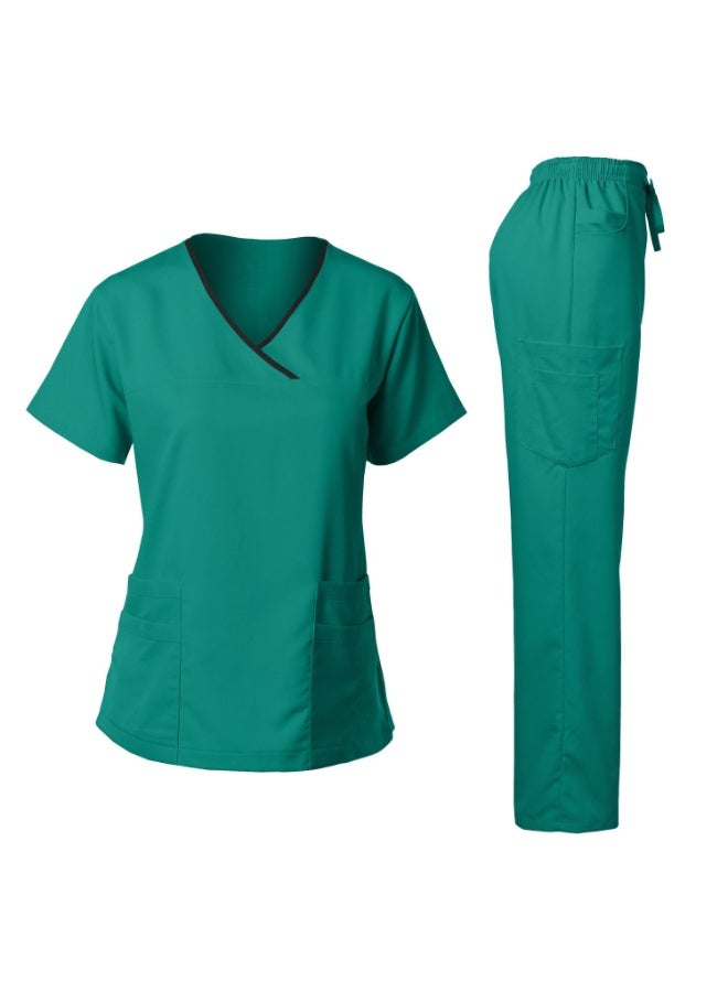 Loquat Womens Medical Scrubs Set Medical Uniform Set Turquoise Green - Image 1