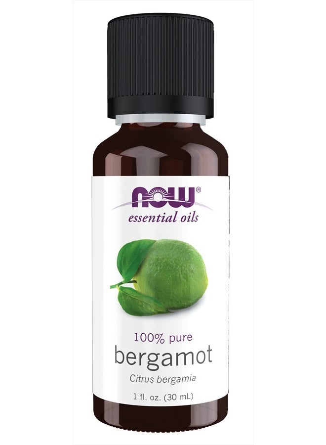 now Essential Oils, Bergamot Oil, Sweet Aromatherapy Scent, Cold Pressed, 100% Pure, Vegan, Child Resistant Cap, 1-Ounce - Image 1