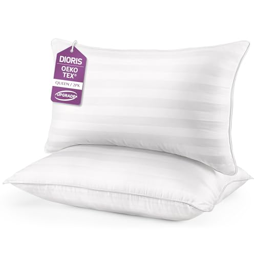 DIORIS Queen Pillows Set of 2 - Bed Pillows for Sleeping, Cooling Down Alternative Pillow, Medium Firm for Side Back Stomach Sleepers, Hotel Quality, Machine Washable - Image 1