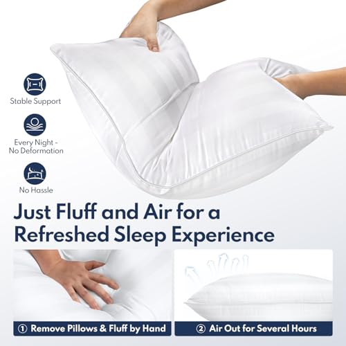 DIORIS Queen Pillows Set of 2 - Bed Pillows for Sleeping, Cooling Down Alternative Pillow, Medium Firm for Side Back Stomach Sleepers, Hotel Quality, Machine Washable - Image 2